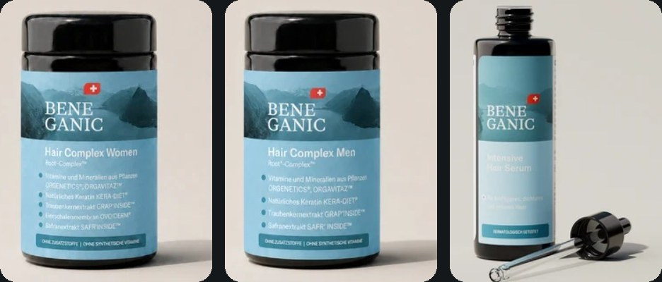 Beneganic Hair Complex Women, Hair Complex Men und Intensive Hair Serum